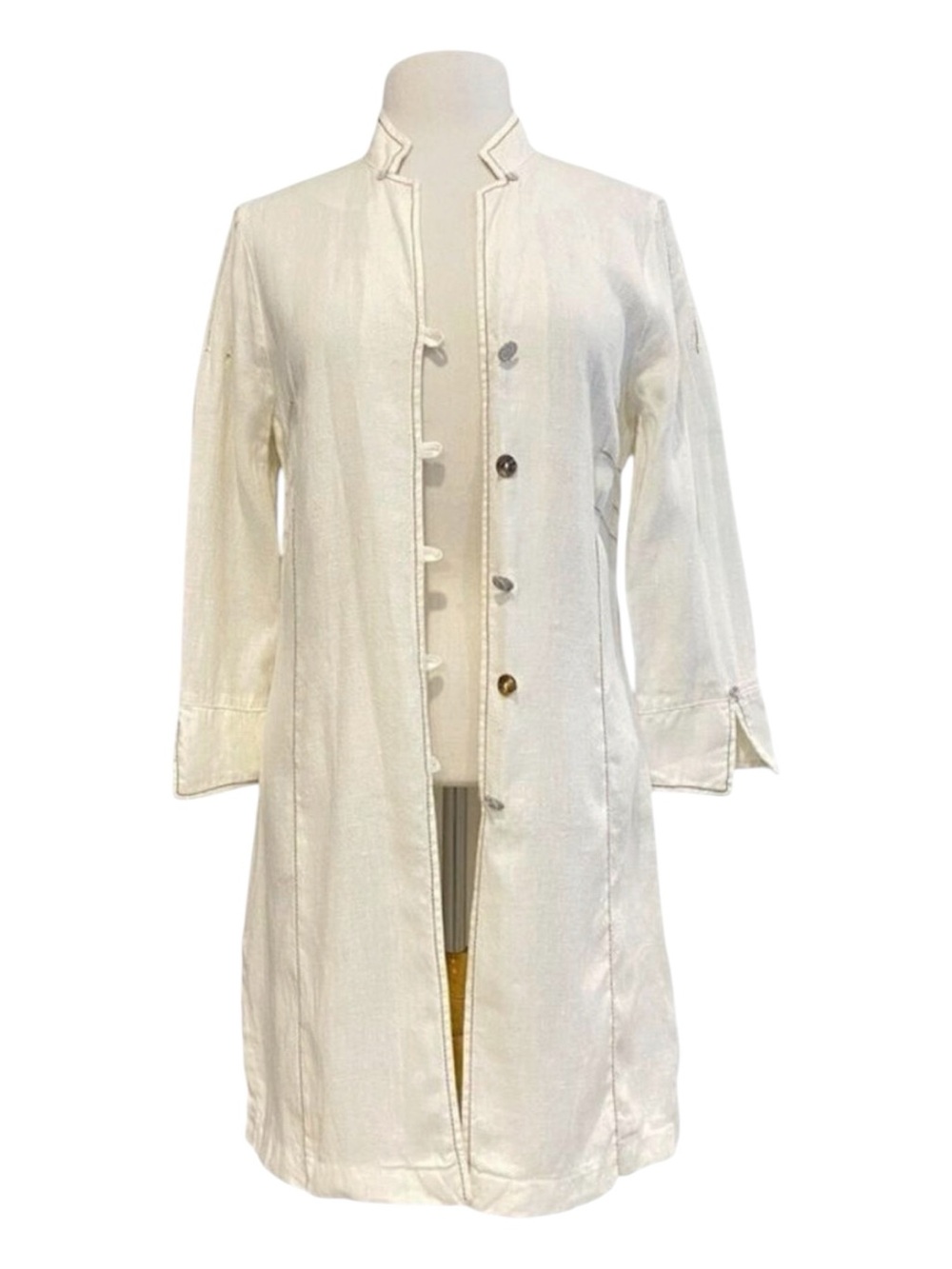 Eliza Cavaletti long linen vest/shirt/shrug/jacket ecru white long sleeve medium